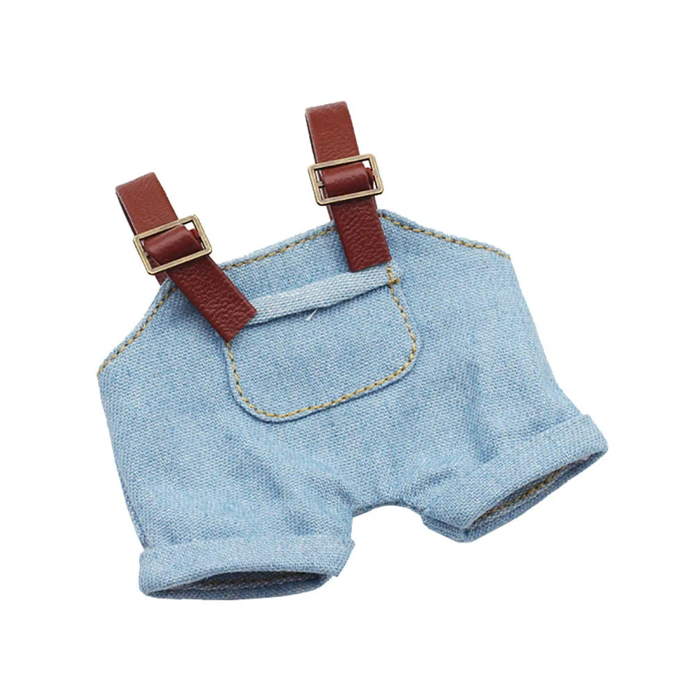 17Cm Mini Doll'S Clothes Outfit Accessories for Labubu V1 V2 V3 Striped Overalls Hats Glasses Shoes Cool Handsome Clothing Gift