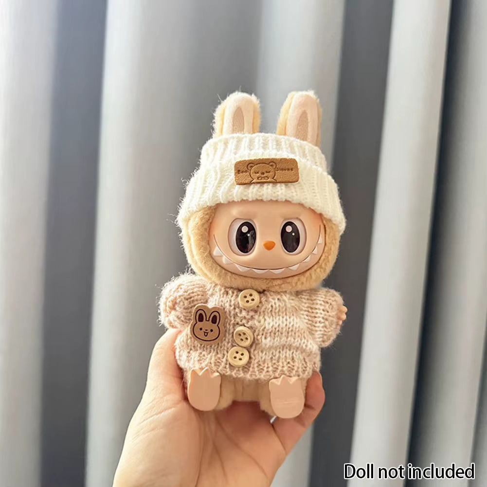 17Cm Labubu Doll Clothes Fashion Clothes Hoodies Doll Clothes Color Match Hoodies Dolls Accessories
