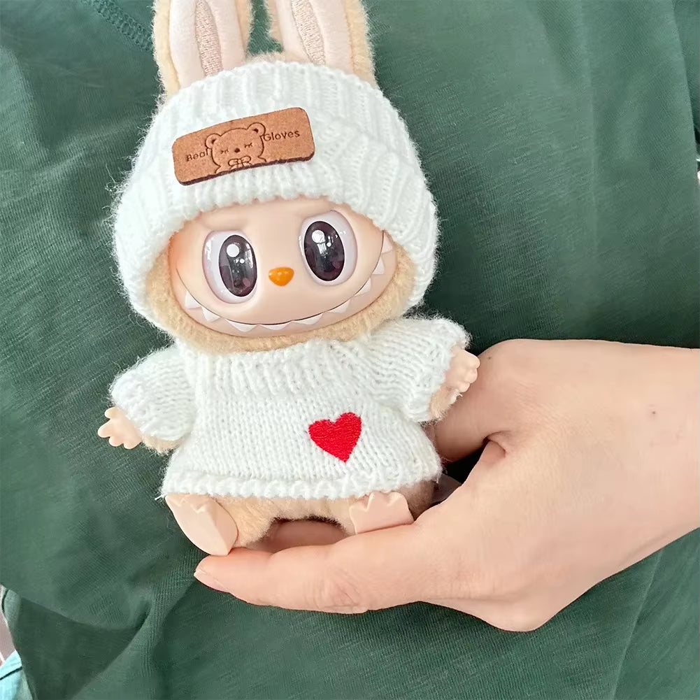 17Cm Labubu Doll Clothes Fashion Clothes Hoodies Doll Clothes Color Match Hoodies Dolls Accessories