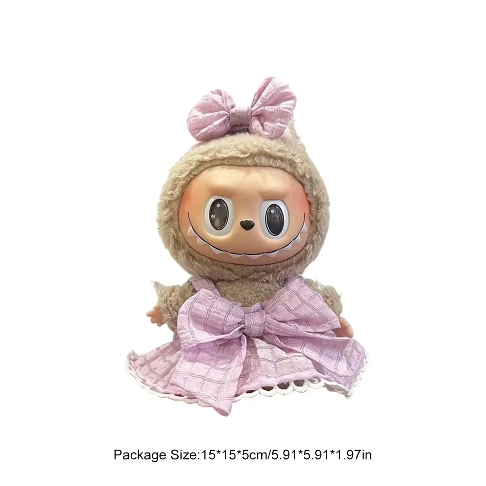 17Cm Mini Doll'S Clothes for Korea Kpop Labubu V1 V2 Idol Dolls Cute Decoration Macaron Clothing Gift Outfit Accessories