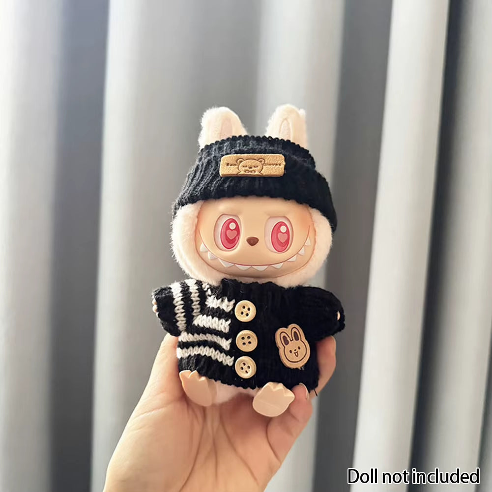 17Cm Labubu Doll Clothes Fashion Clothes Hoodies Doll Clothes Color Match Hoodies Dolls Accessories