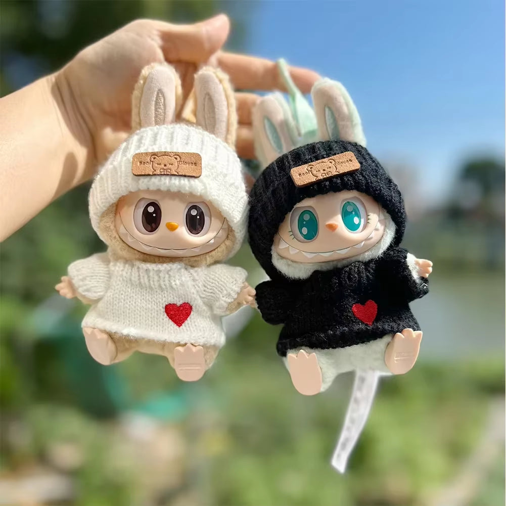 17Cm Labubu Doll Clothes Fashion Clothes Hoodies Doll Clothes Color Match Hoodies Dolls Accessories