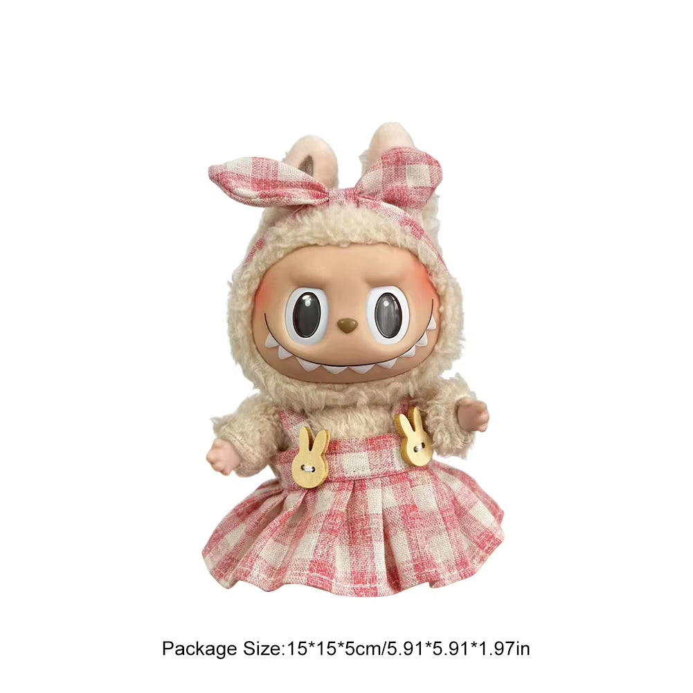 17Cm Mini Doll'S Clothes for Korea Kpop Labubu V1 V2 Idol Dolls Cute Decoration Macaron Clothing Gift Outfit Accessories