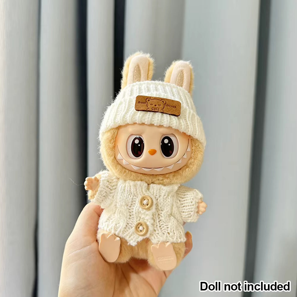 17Cm Labubu Doll Clothes Fashion Clothes Hoodies Doll Clothes Color Match Hoodies Dolls Accessories