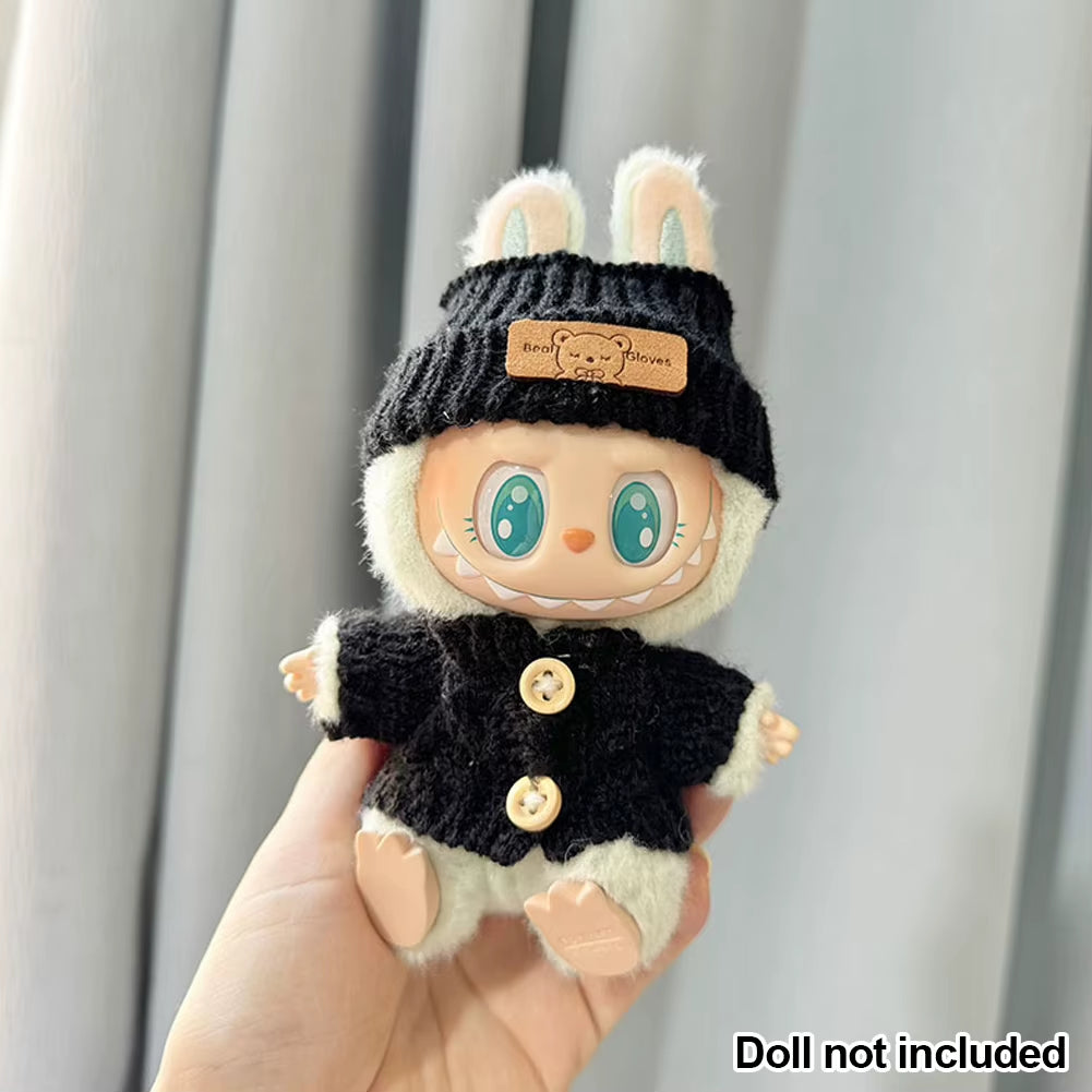 17Cm Labubu Doll Clothes Fashion Clothes Hoodies Doll Clothes Color Match Hoodies Dolls Accessories