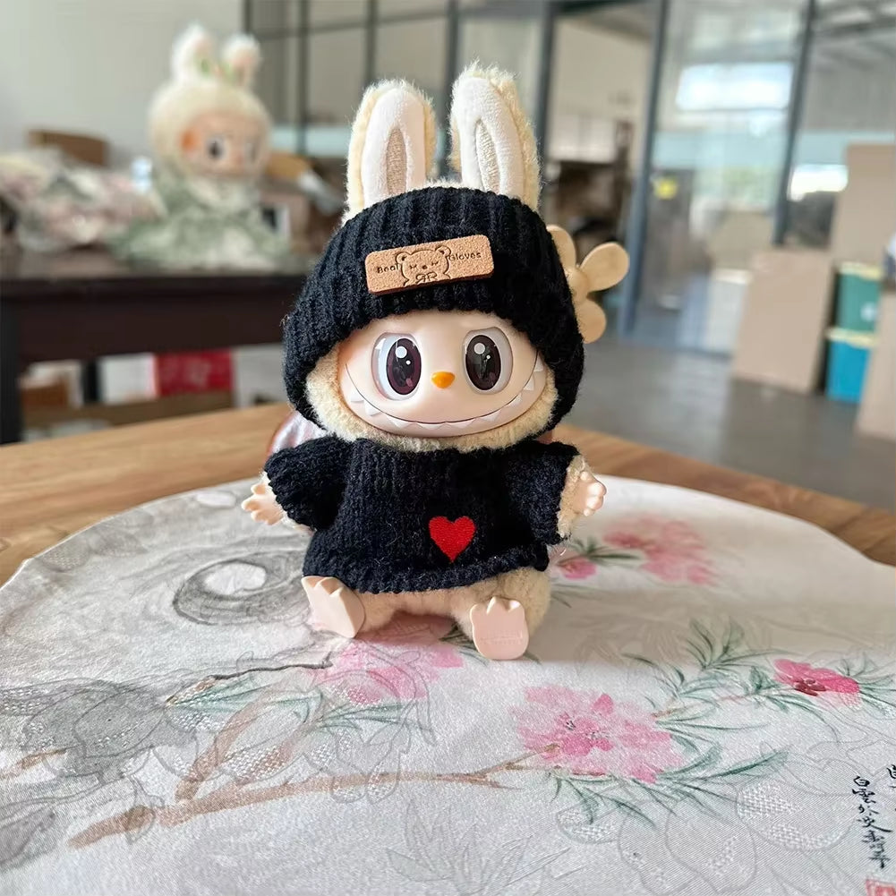 17Cm Labubu Doll Clothes Fashion Clothes Hoodies Doll Clothes Color Match Hoodies Dolls Accessories